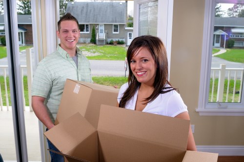 Flat removals team preparing for an apartment move in Highbury