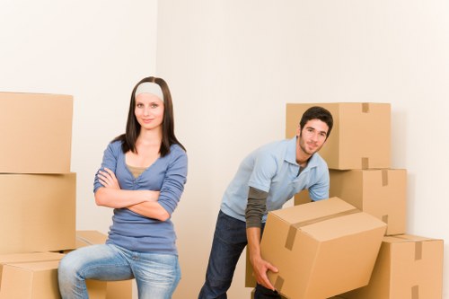 Household furniture and boxes prepared for storage in Highbury