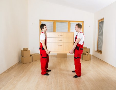 Boxes and household items prepared for a home move in Highbury